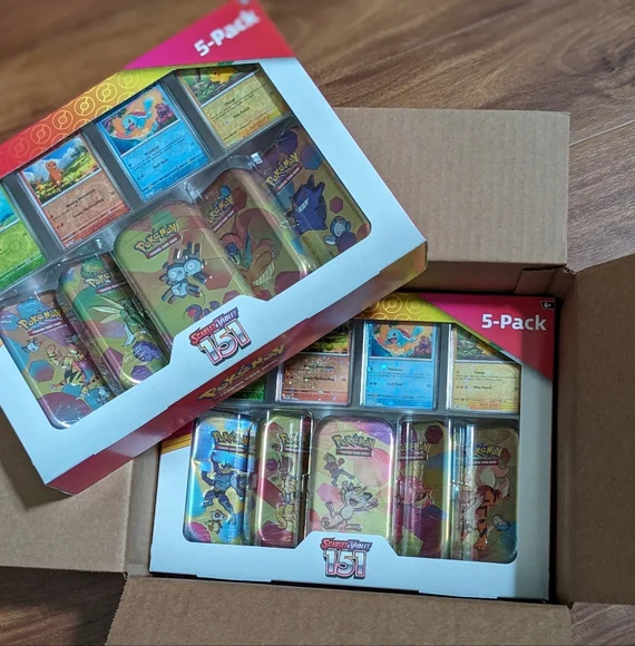 NEW 2x Pokemon 151 Costco 5-pack Mini Tin Set with 4 Cosmo Promo Cards SEALED - Image 2