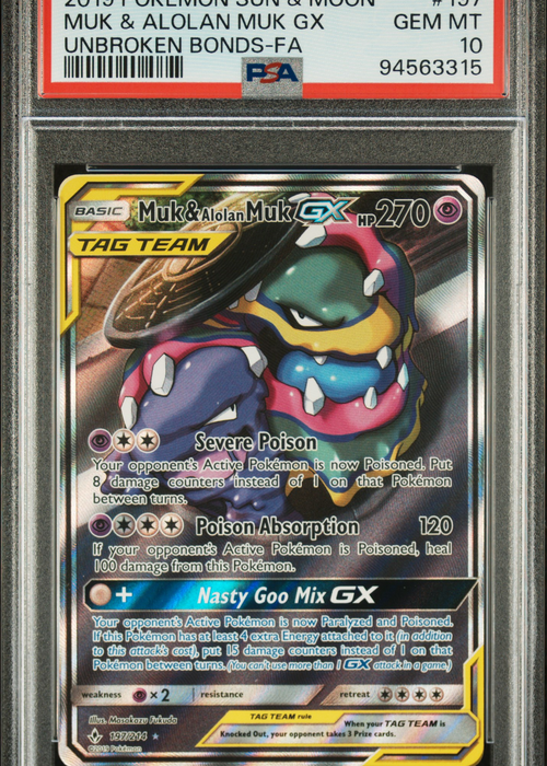 PSA 10 MUK & ALOLAN MUK GX UNBROKEN BONDS-FA