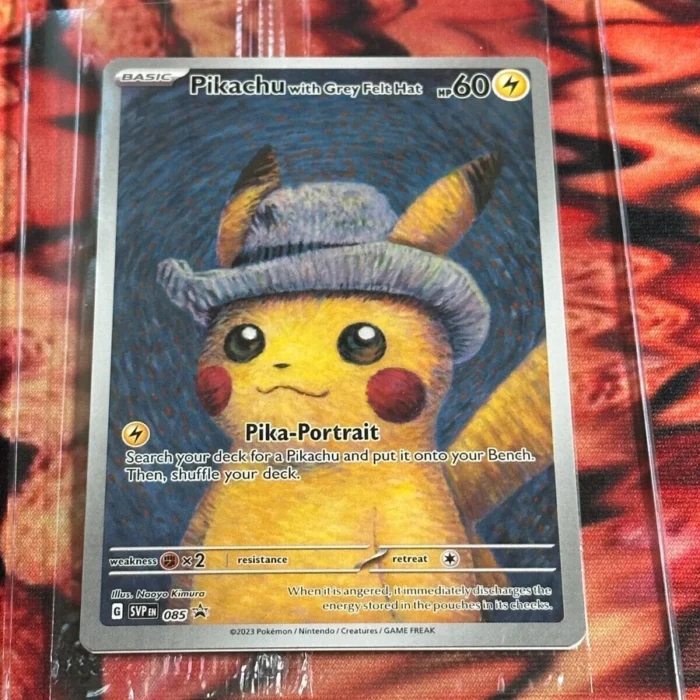 Pokemon Pikachu with Grey Felt Hat Promo Card SVP 085 VAN GOGH - SEALED IN HAND