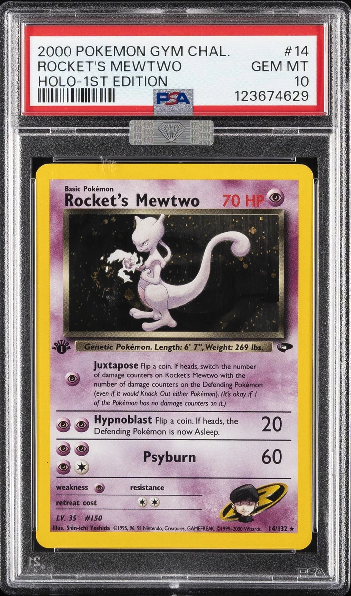 2000 POKEMON GYM CHALLENGE HOLO-1ST ED #14 ROCKET'S MEWTWO PSA 10