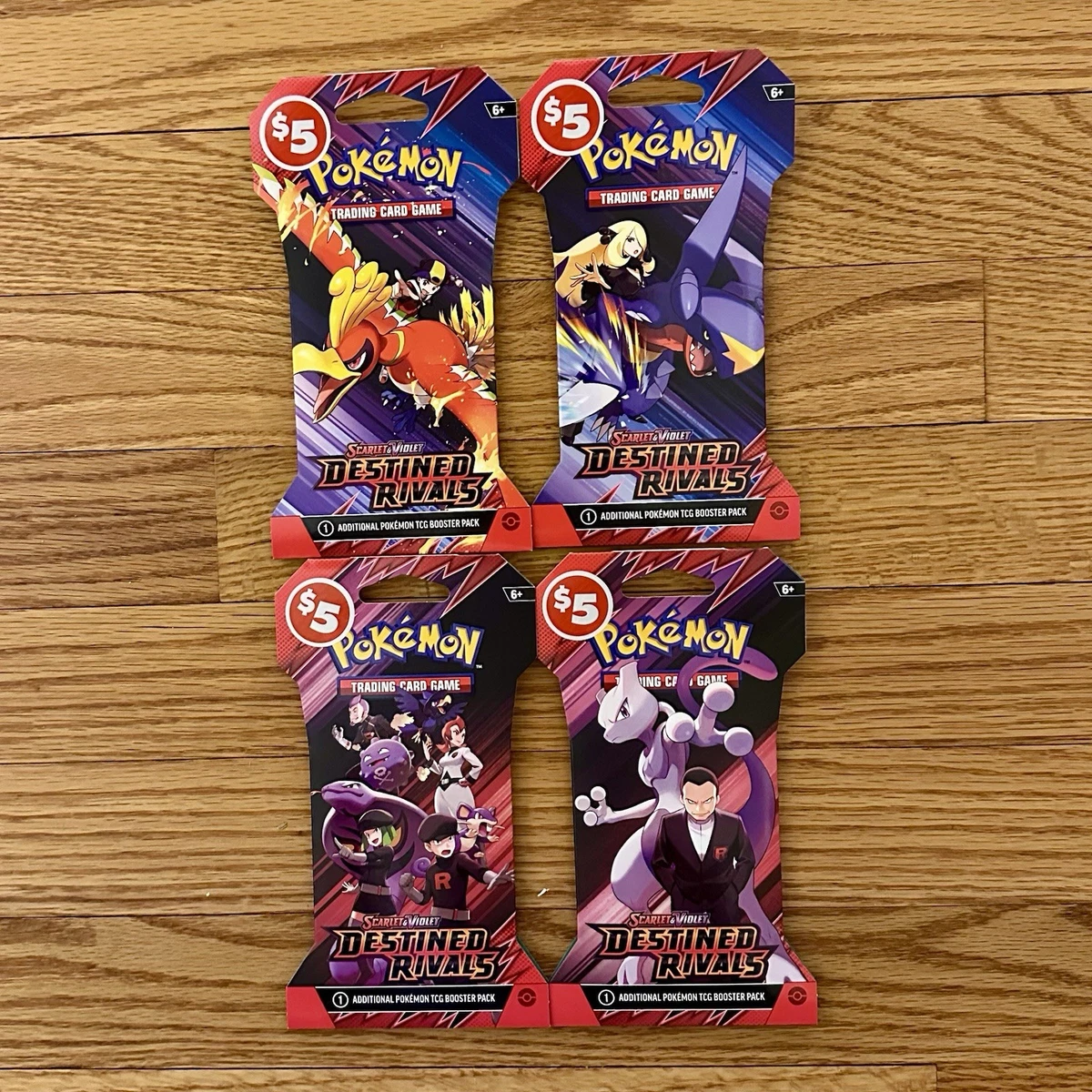 4 Pokemon Destined Rivals Sleeved Booster Packs FULL ART SET NEW & SEALED